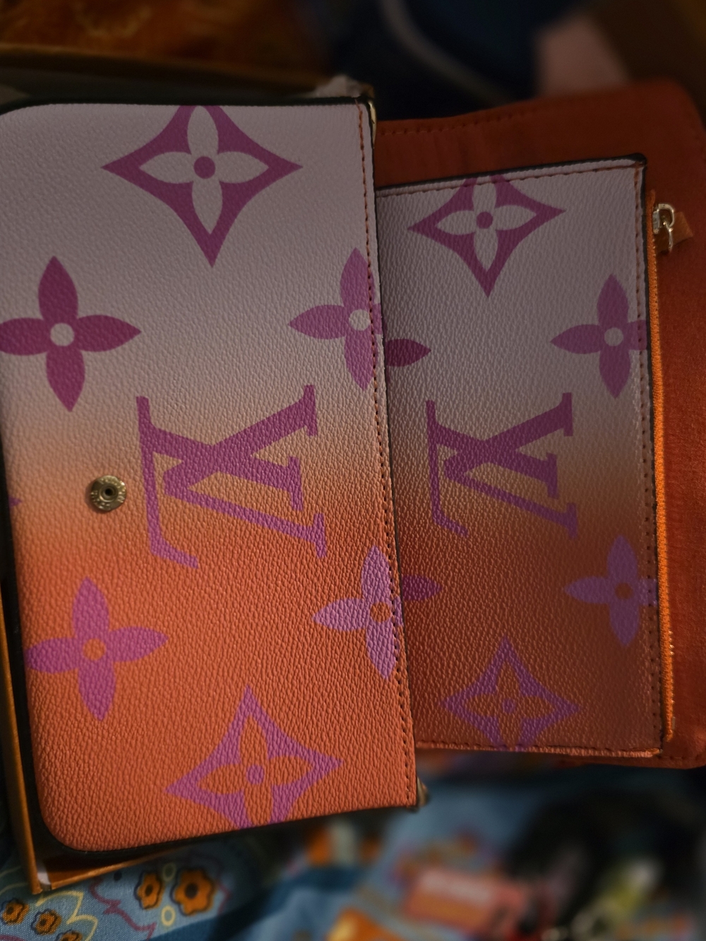 Louis Vuitton Orange to Pink Monogram Bifold Wallet